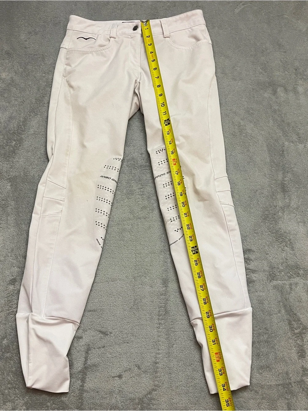 Animo Breeches Womens Small 34 Beige Riding Silicone Knee Grip Ankle Made Italy